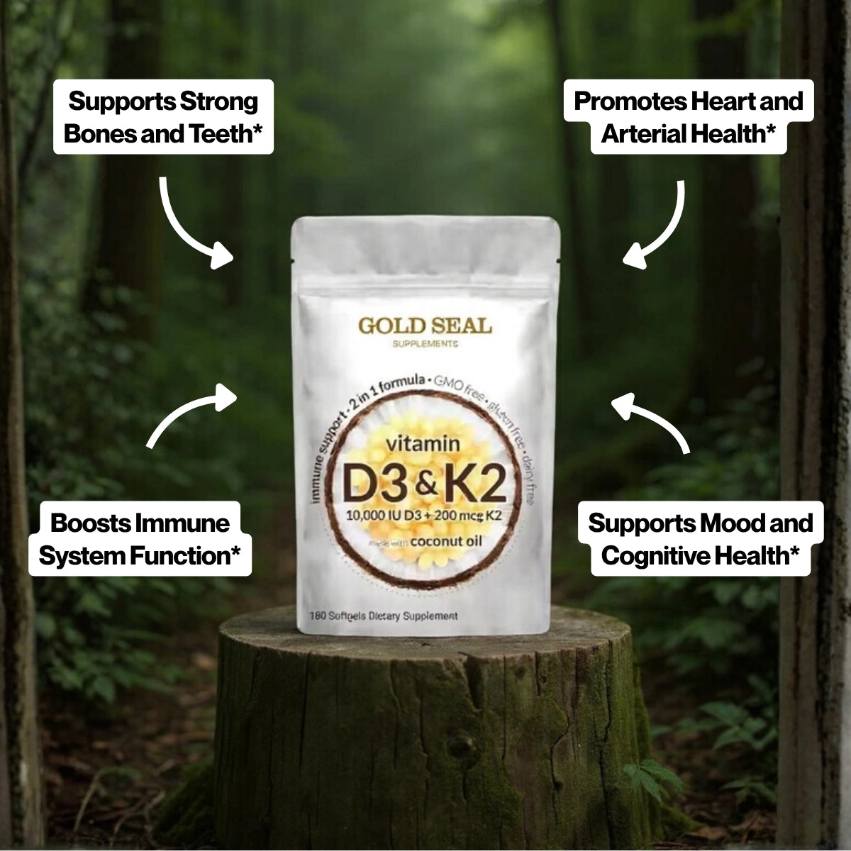 High-Potency Vitamin D3 & K2 Softgels (Single)